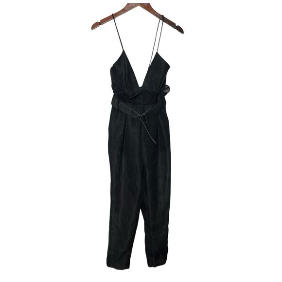 Alice McCall Justify My Love Jumpsuit in Black Belted Ruffle Women’s Size 0 New - Picture 1 of 11